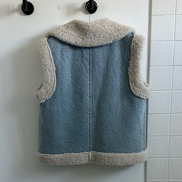 Jason Wu EDIT Sherpa Lined Denim Vest - Picture 3 of 7